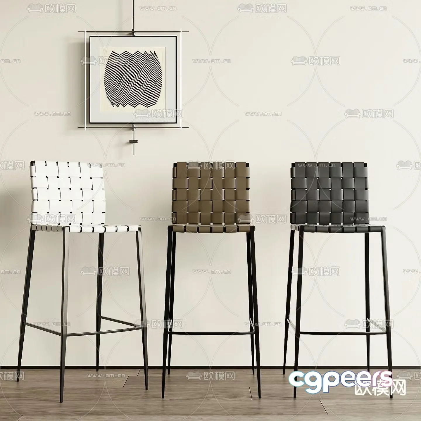 Leather bar stool bar stool high stool 3d model