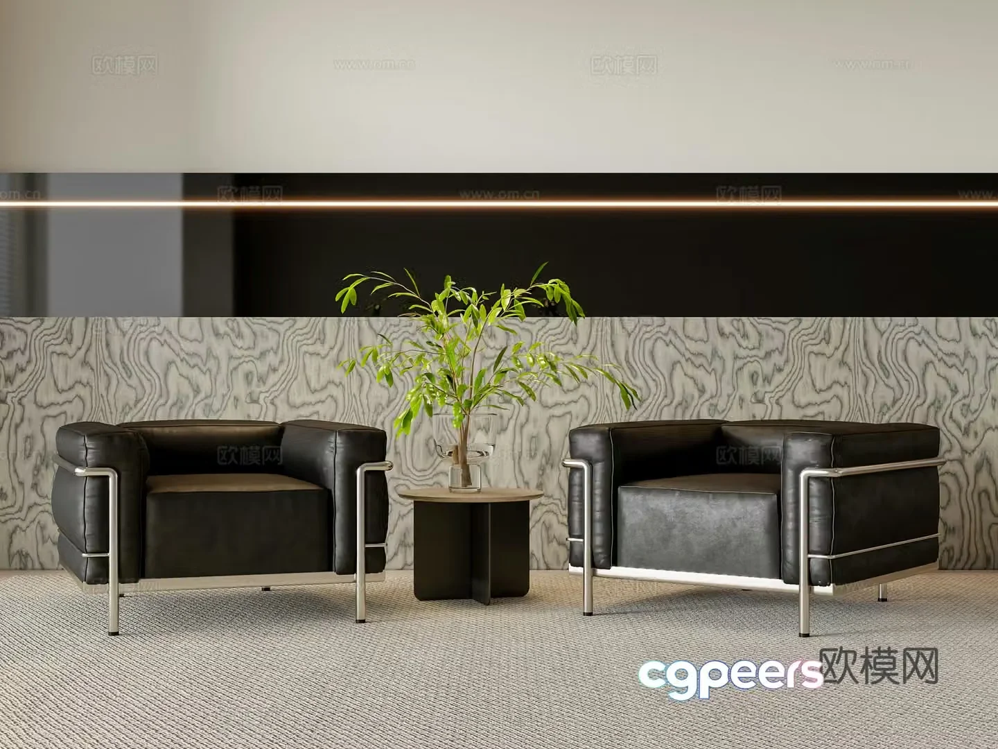 Single sofa leather sofa 3d model