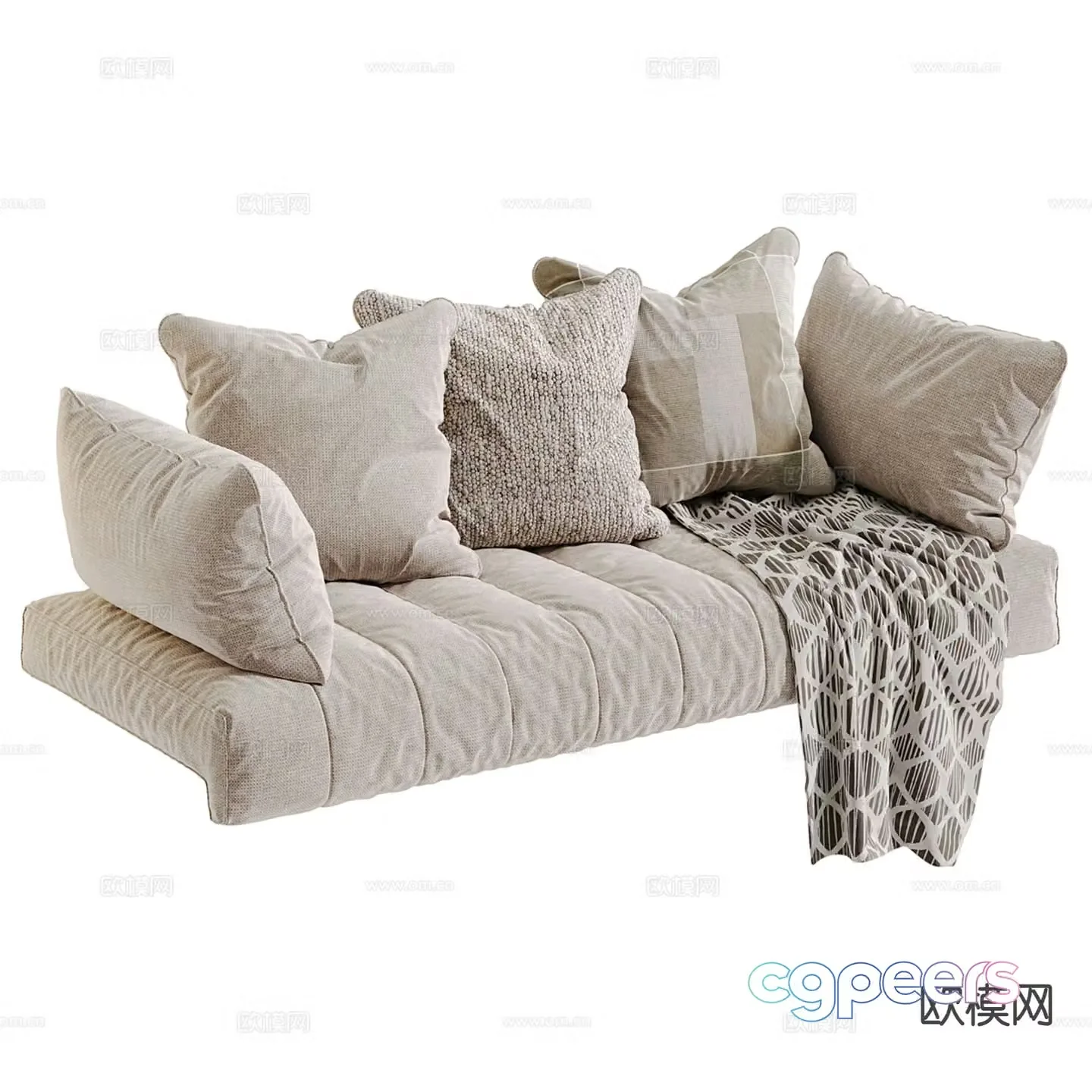 Modern fabric pillow Bay window cushion 3D model