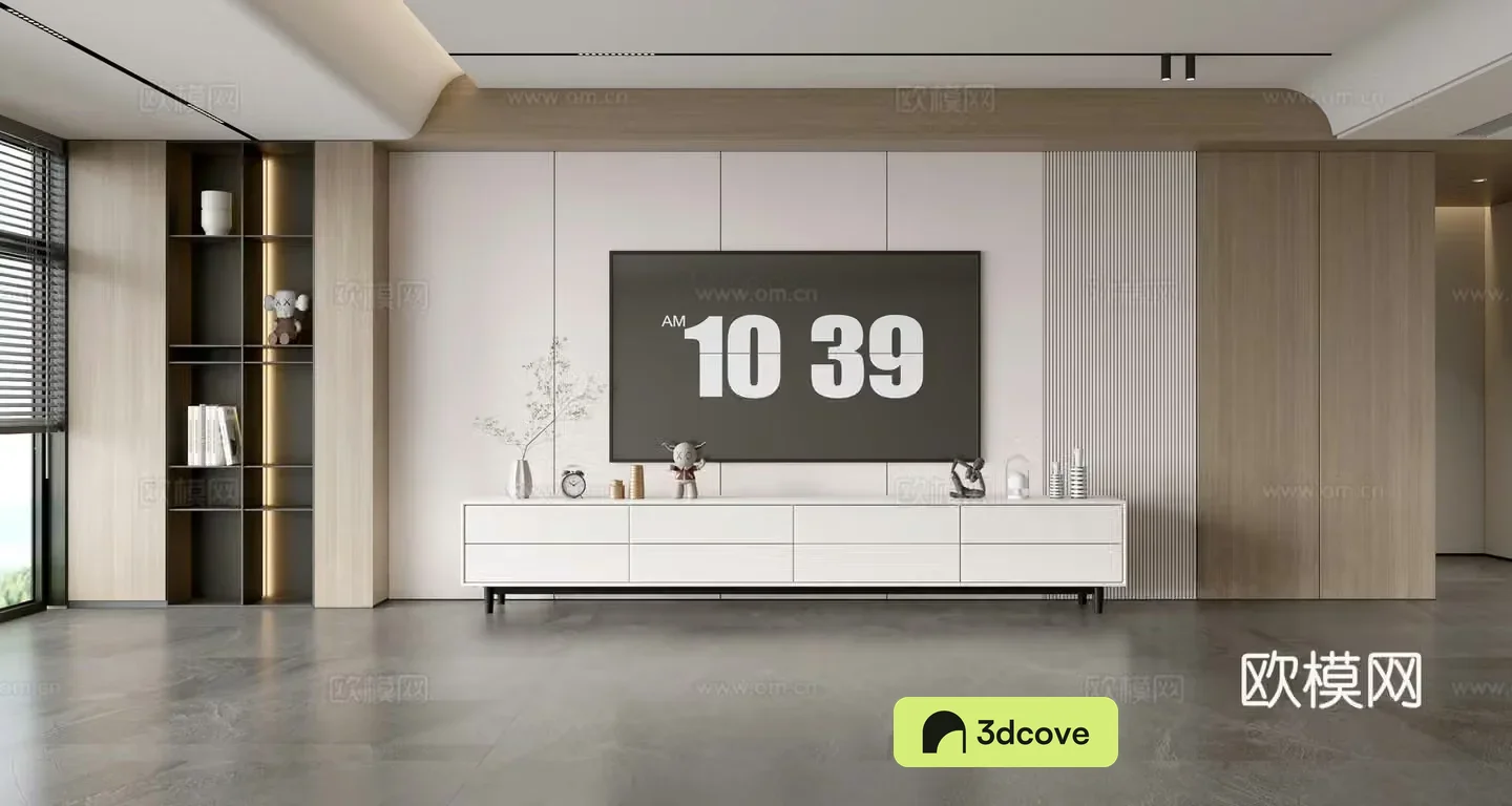 Modern simple living room light luxury TV background wall TV set full wall TV cabinet combination