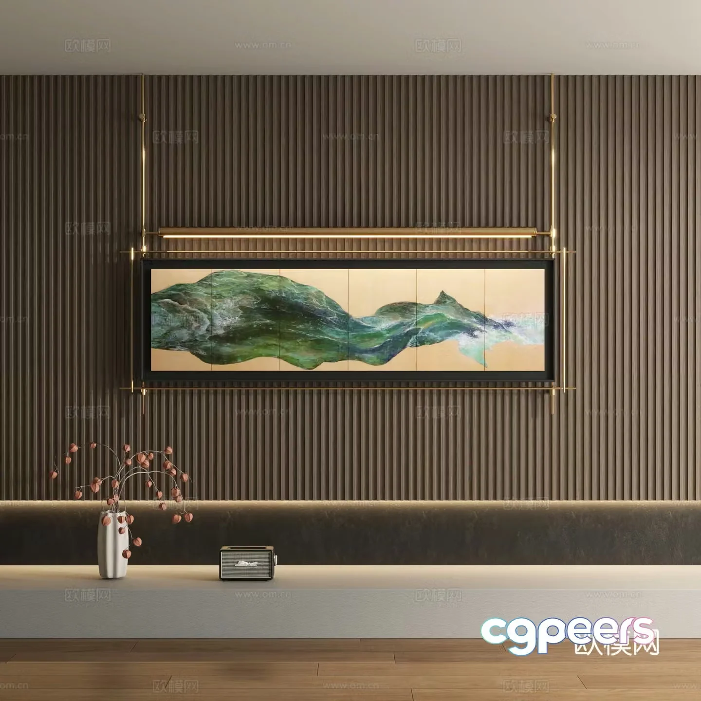 New Chinese style decorative painting art painting hanging painting 3d model
