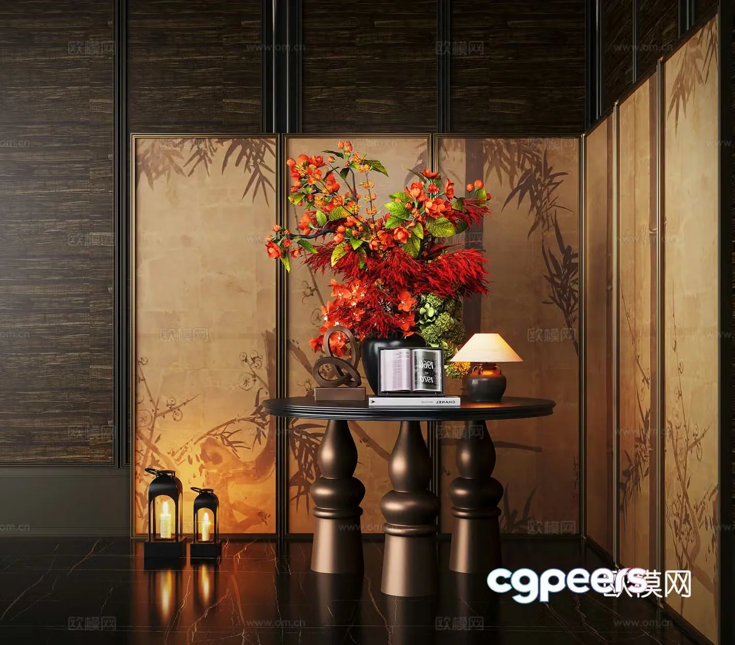 Modern end viewing platform flower potted plant entrance hall flower art table screen partition 3D model