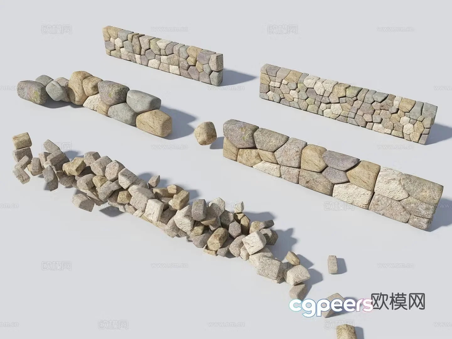 Chinese style collapsed wall stone wall landscape wall stone landscape wall retaining wall 3d model