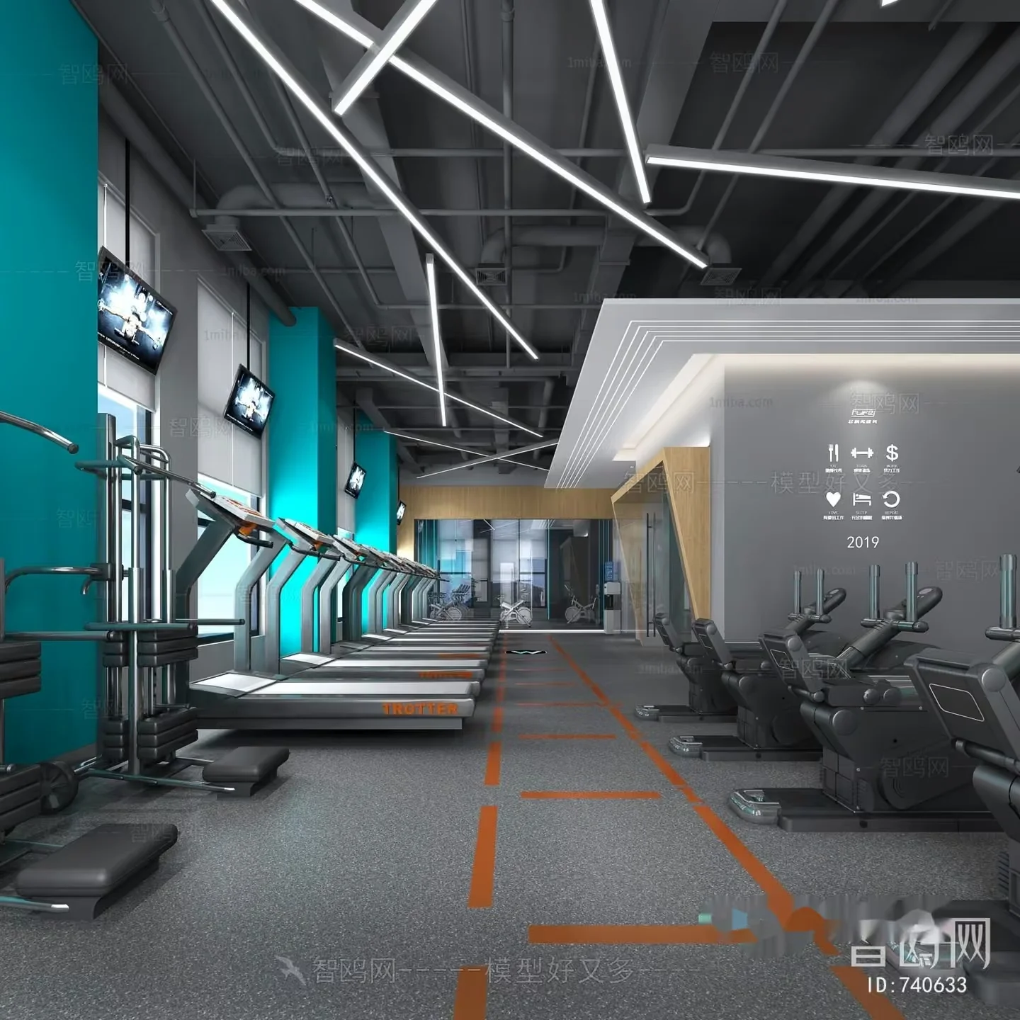 Modern Gym Equipment 3D Model – 8124 – VRAY Render