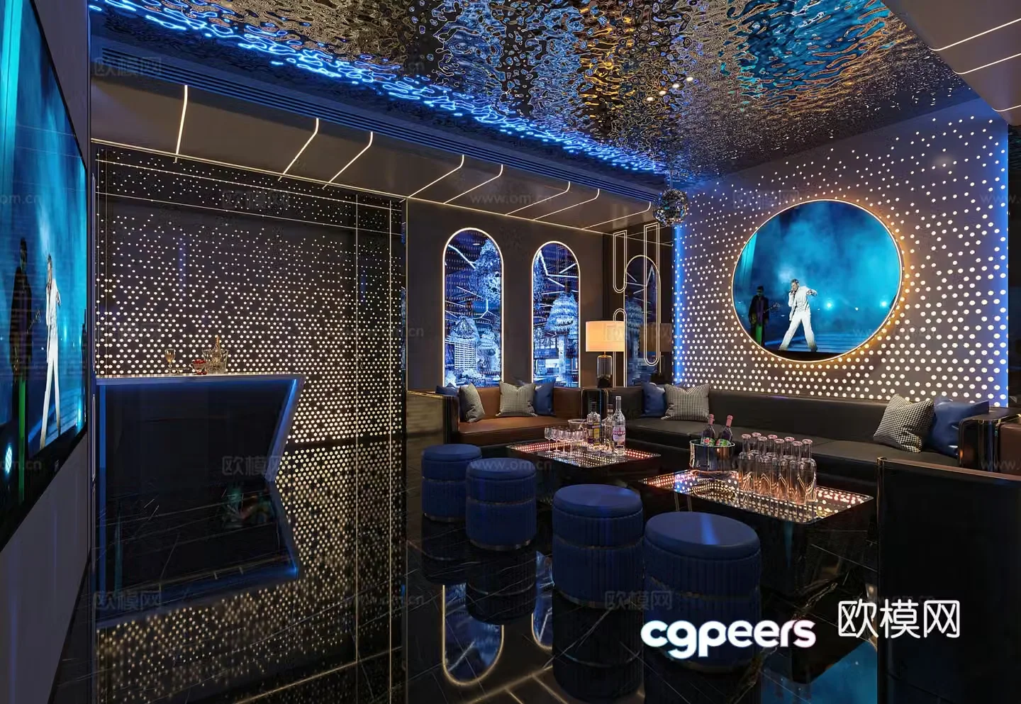 Modern KTV Modern KTV Private Room Singing Room Singing Room KTV Sofa Combination 3D Model