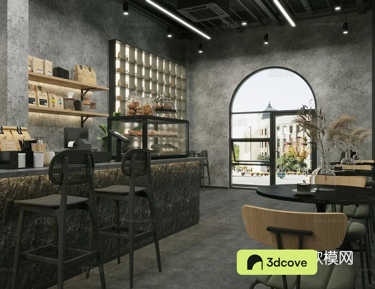 Industrial style coffee shop Industrial style milk tea shop Coffee table and chair Milk tea shop table and chair Coffee shop center