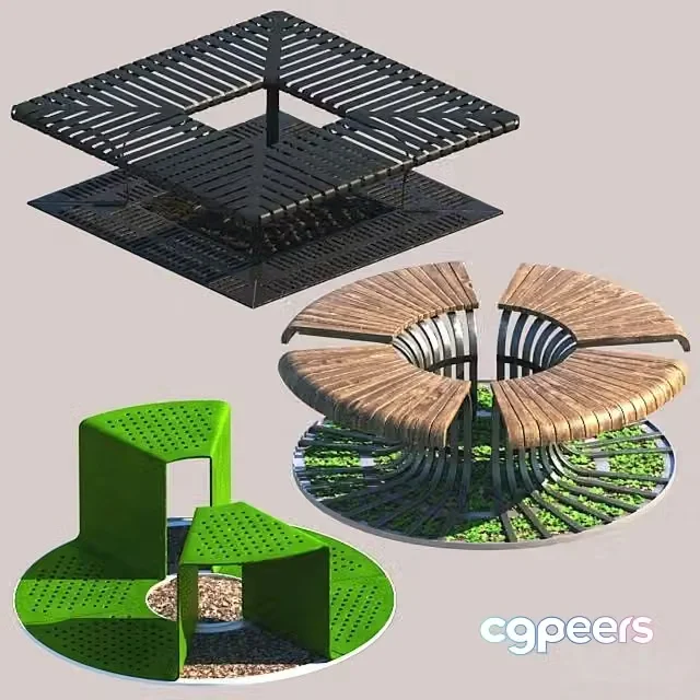 3ds Max Free – Tree Bench Grates