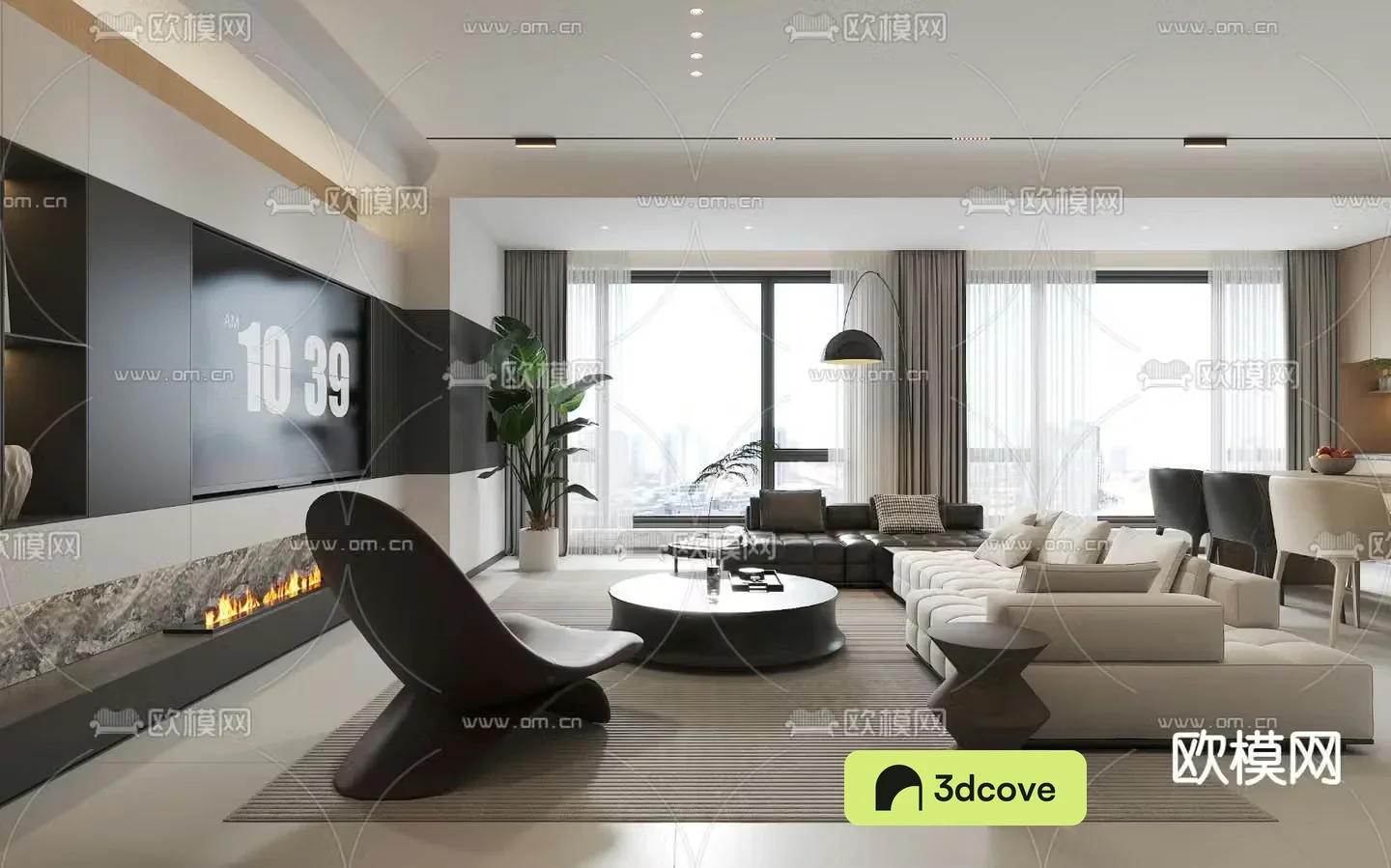 Modern living and dining room