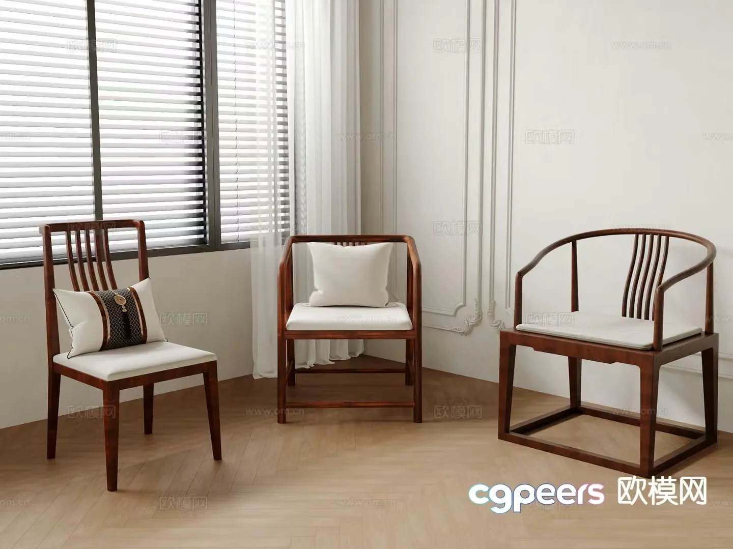Chinese style single chair mahogany chair arm chair 3d model