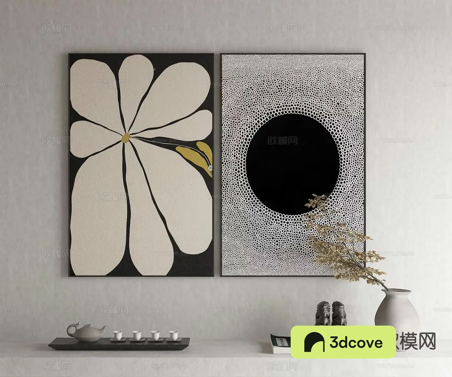 Wabi-sabi style hanging painting combination painting decorative painting