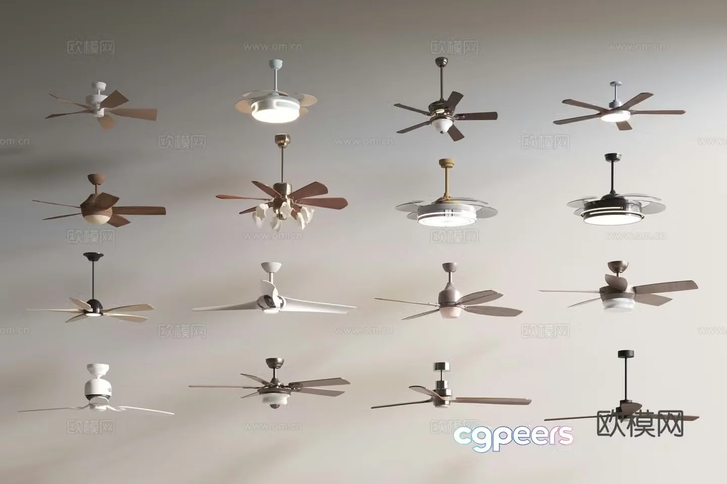 Fan light Chandelier 3d model