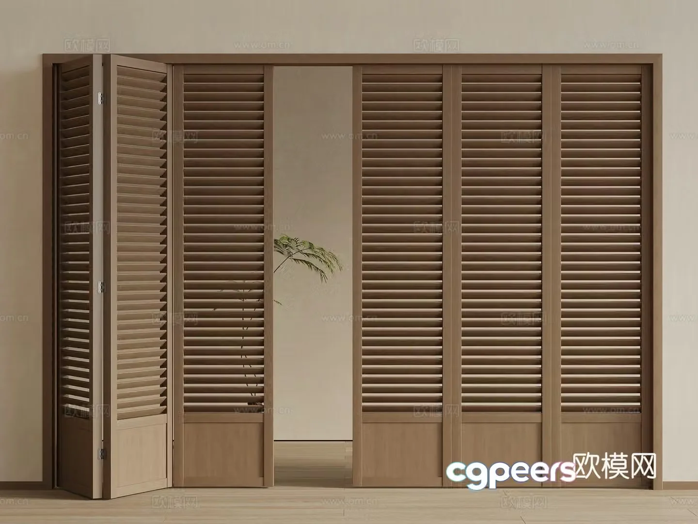 New Chinese style folding door louver door 3D model