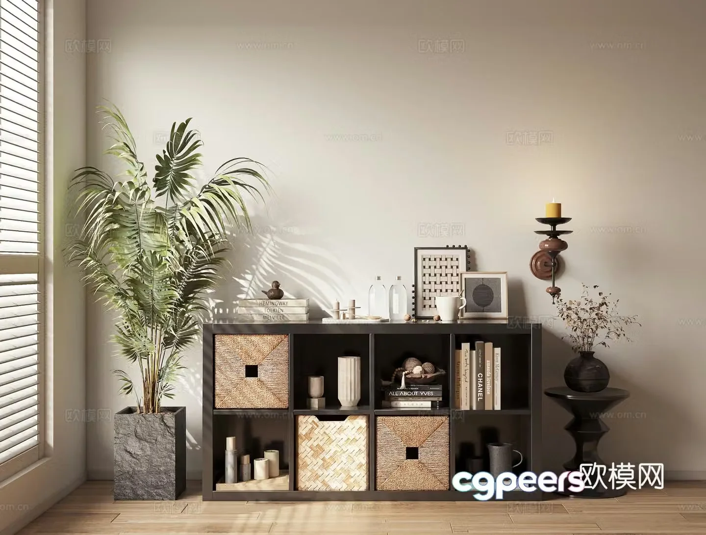 Layer shelf bookcase bookcase bookcase low cabinet chest cabinet decoration cabinet book ornament desktop ornament wall light 3d model