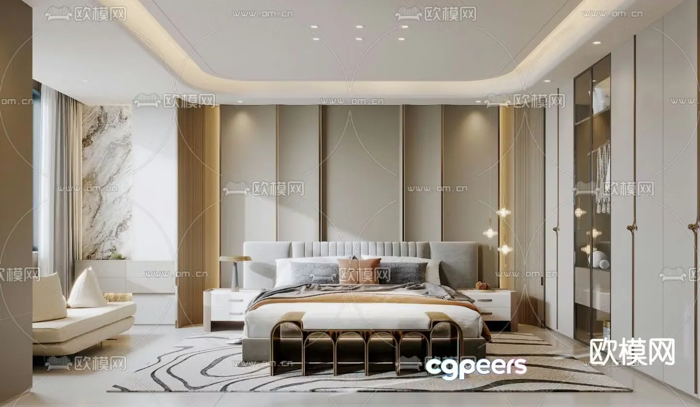 Light luxury bedroom Master bedroom Master room 3D model