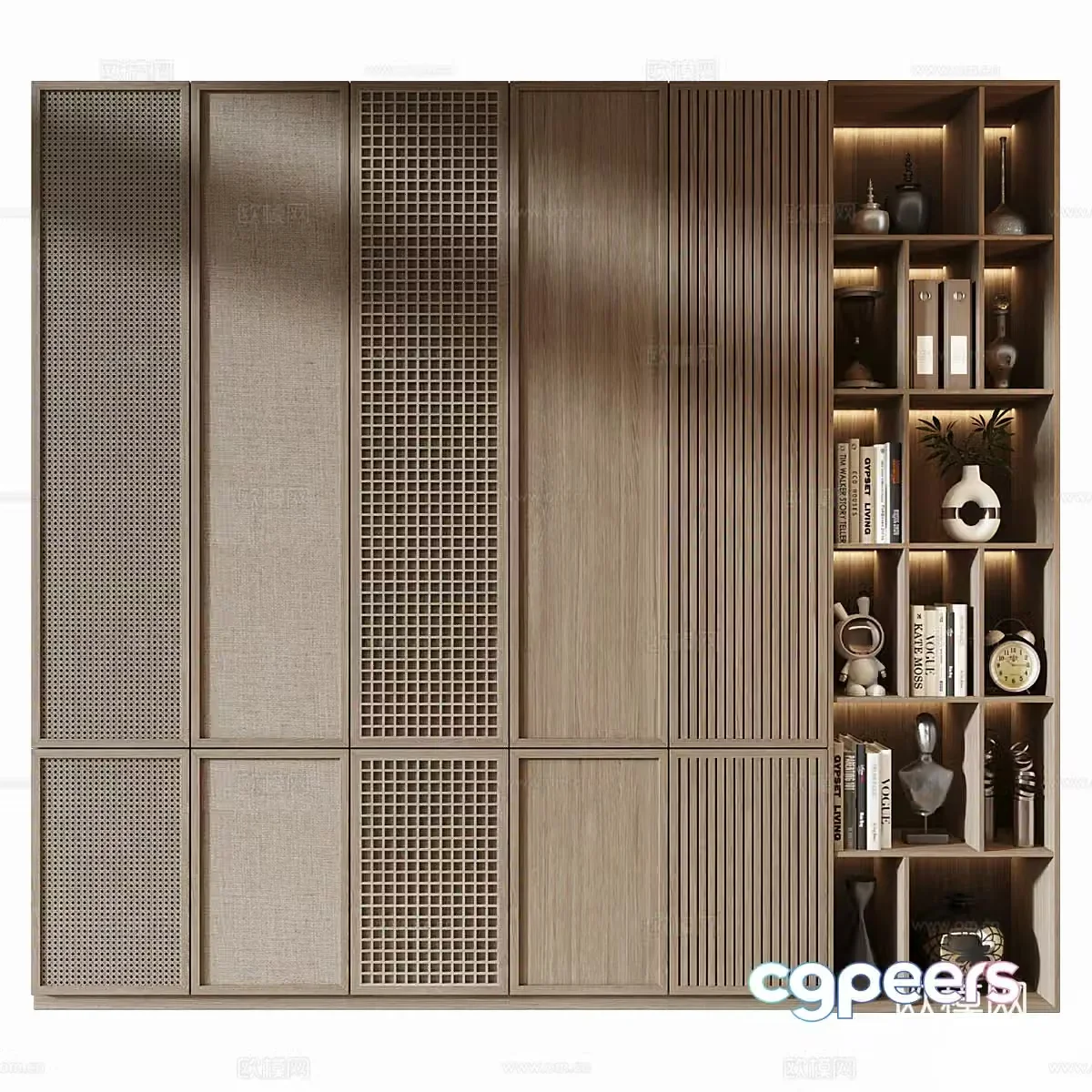 New Chinese style waives wardrobe 3D model