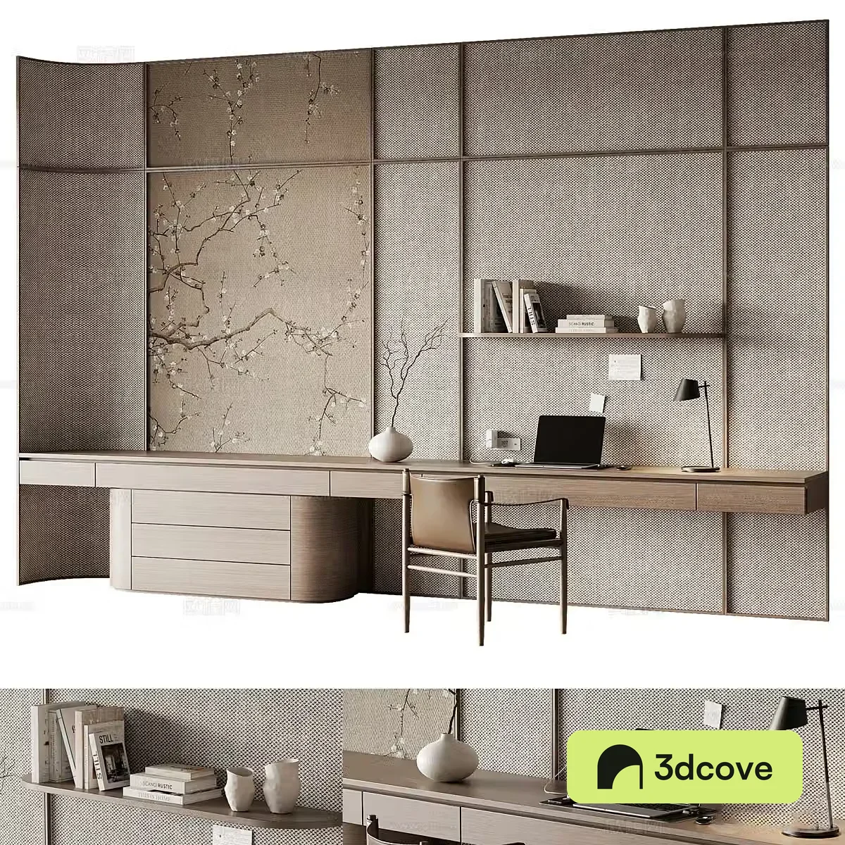 New Chinese style bedroom background wall