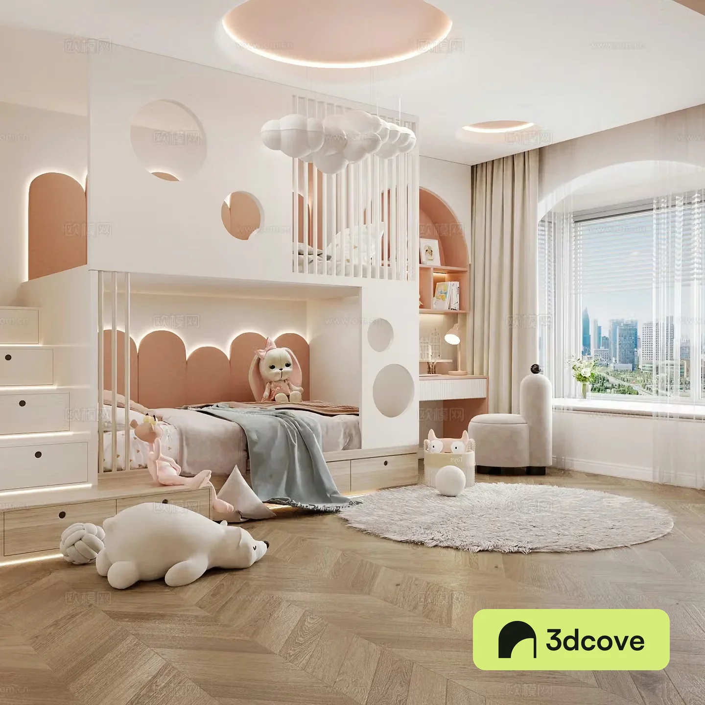 Modern children’s room boy’s room girl’s room children’s bed children’s wardrobe children’s desk