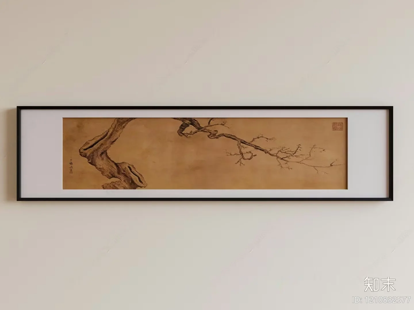 A Framed Piece Of Art With A Tree Branch Design 3D Model – 2413 – VRAY Render