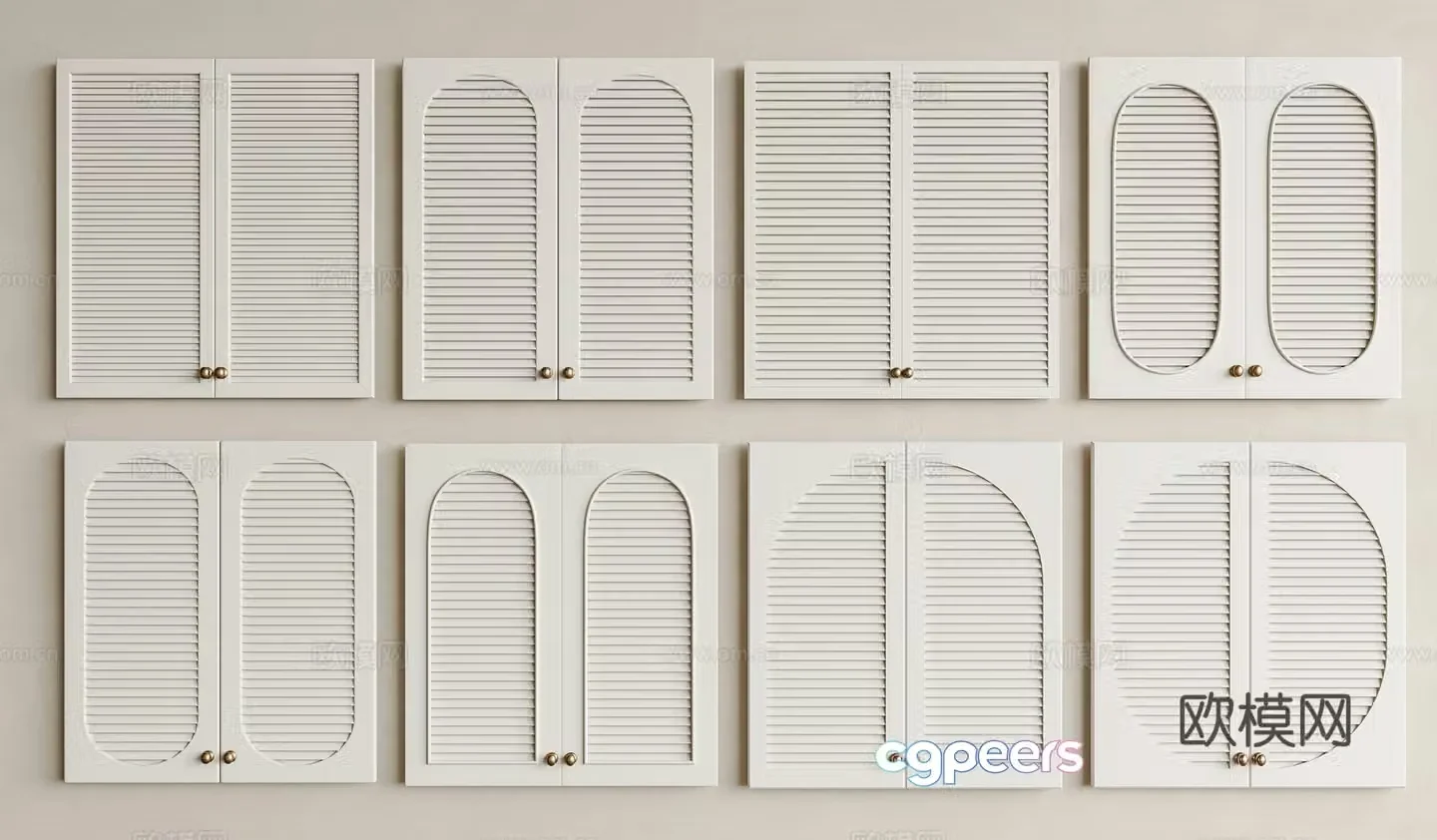 Modern cream cabinet doors louver doors blinds shoe cabinets louver doors louver doors louver doors French louver doors 3D model