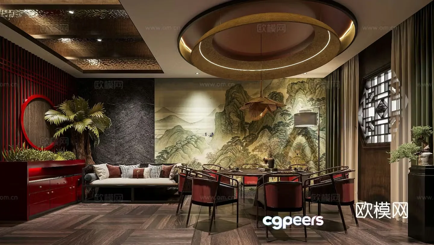 New Chinese restaurant private room 3D model