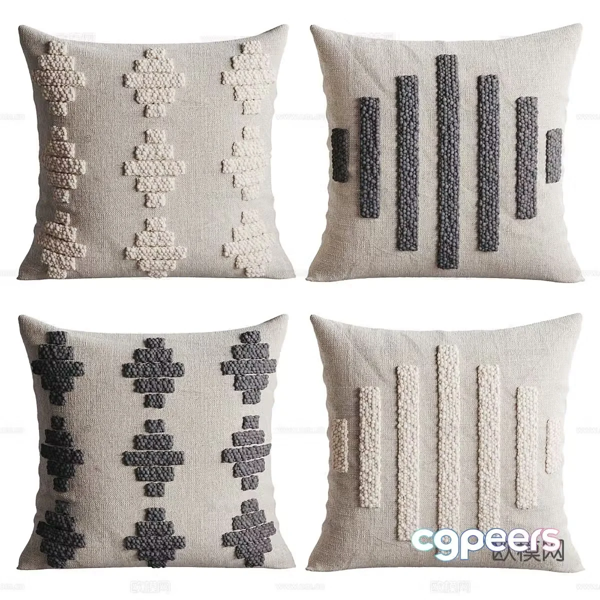 Modern cream style pillow 3d model