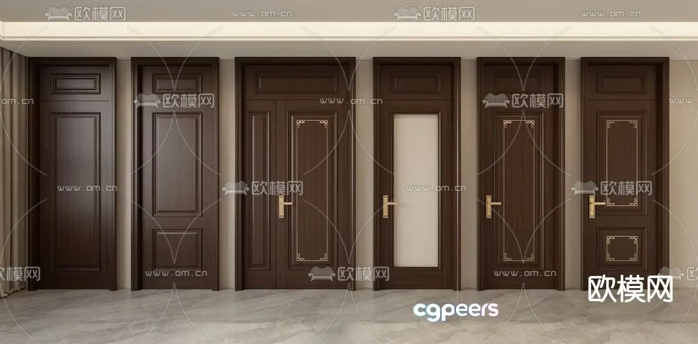 New Chinese style open door entrance door single door 3D model