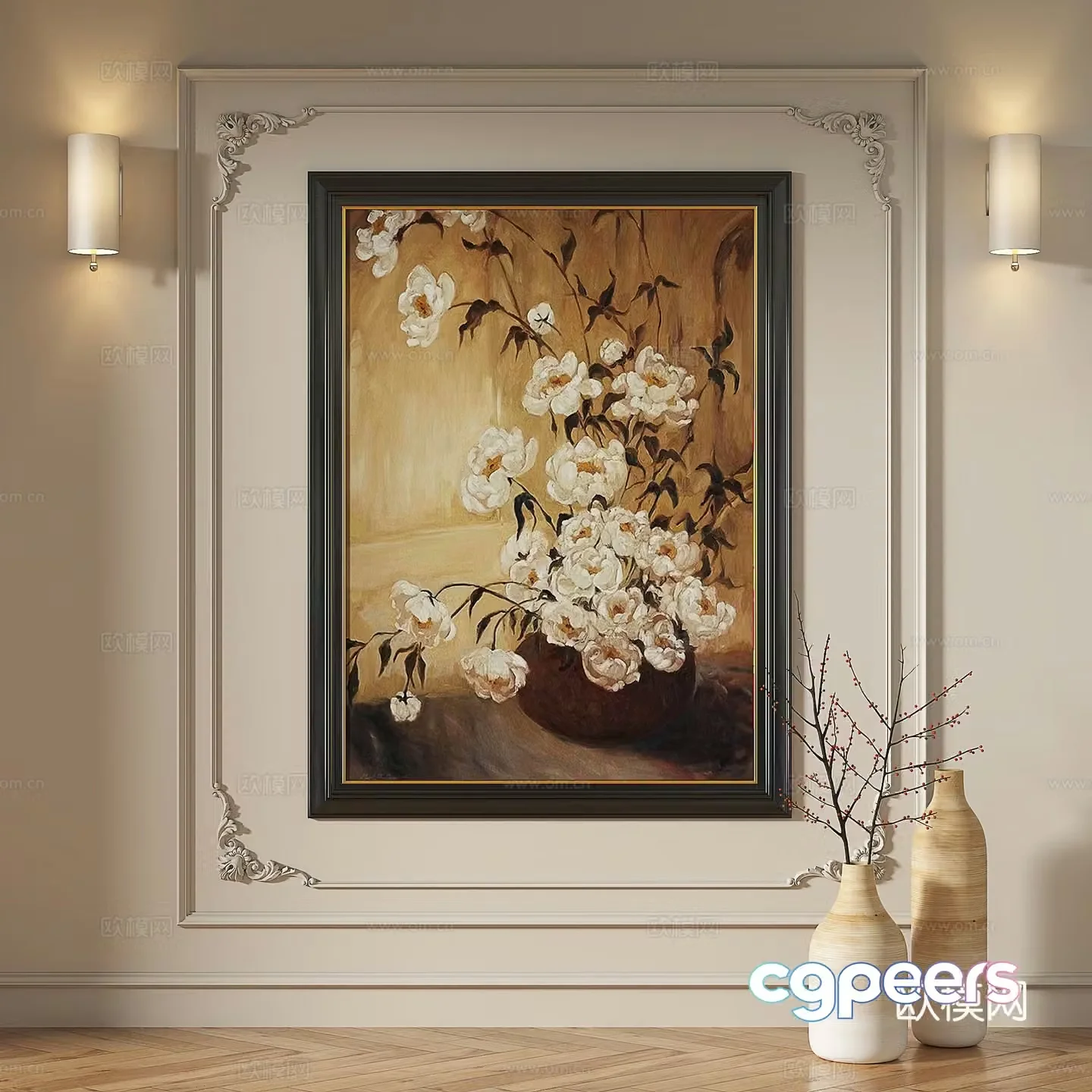 French retro medieval modern European classical decorative painting 3d model