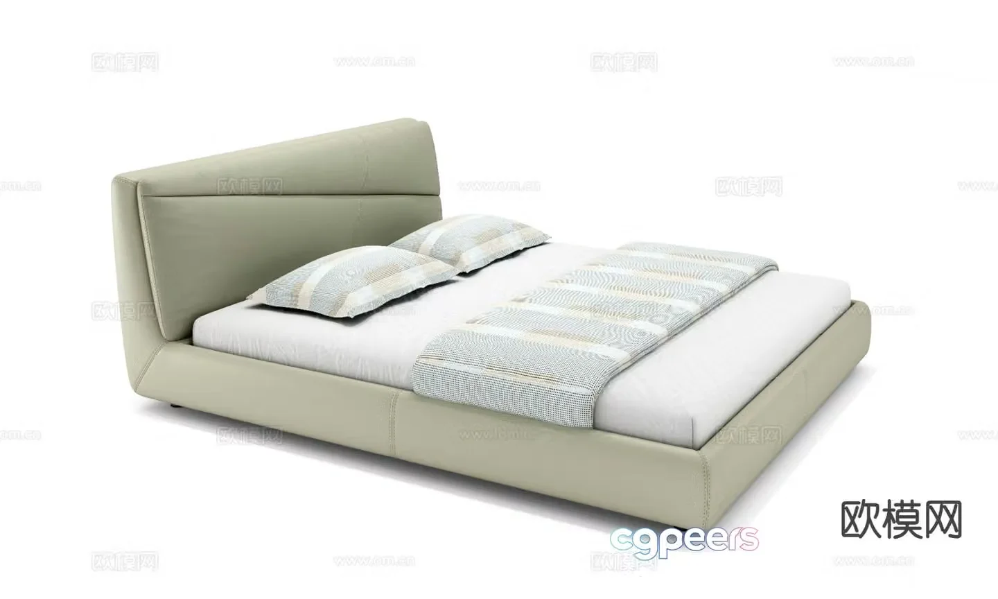 Simple double bed 3d model