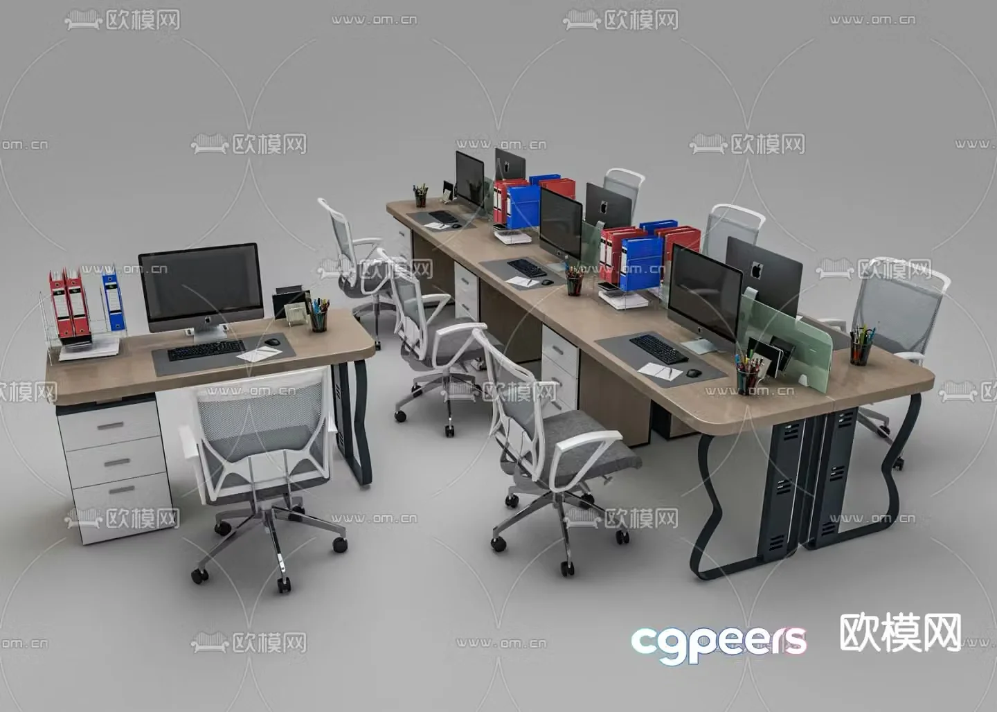 Card space desk workstation 3D model