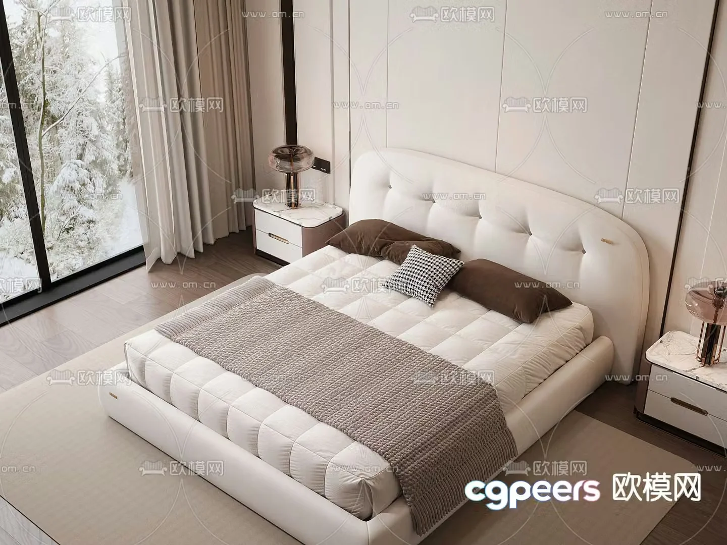 Modern double bed 3d model