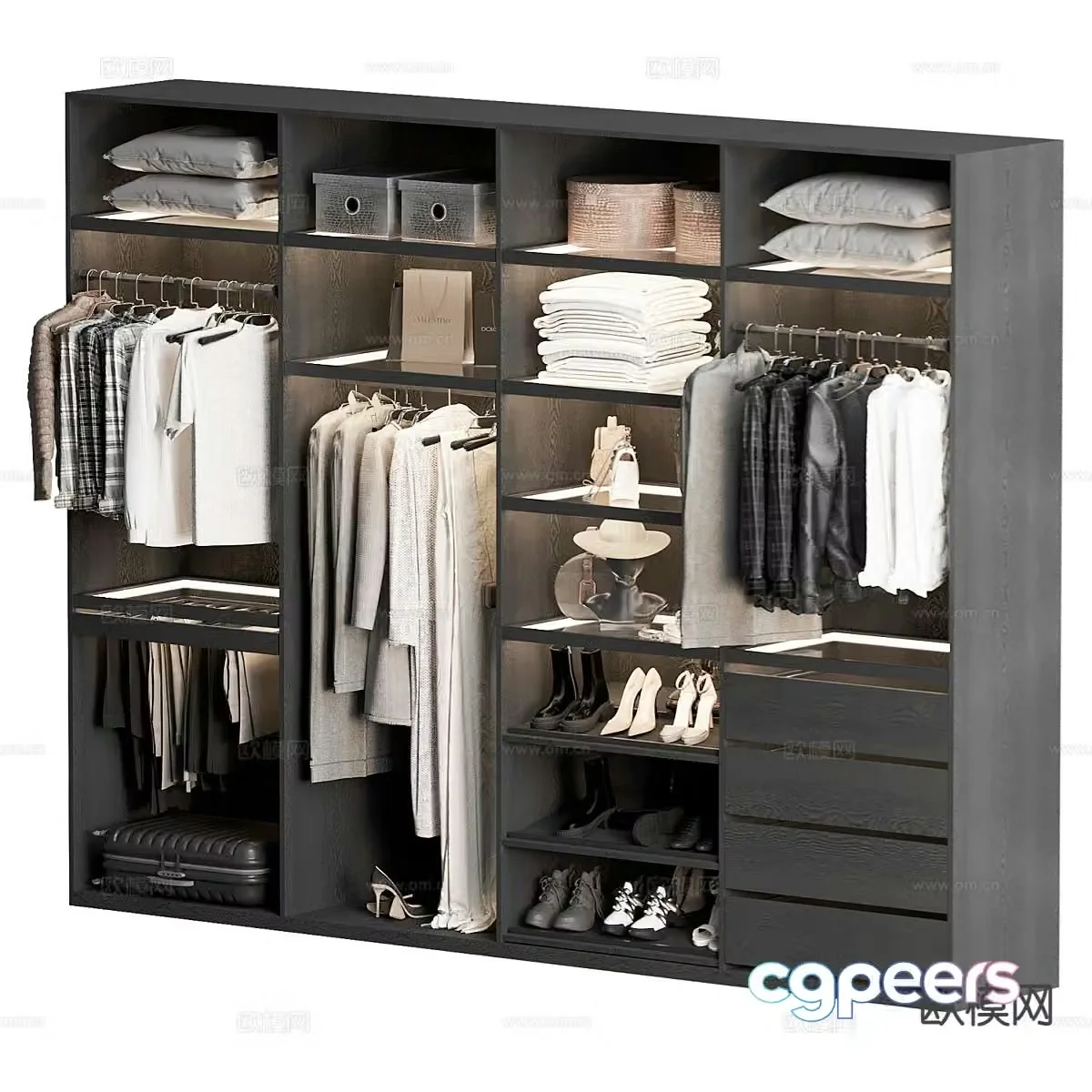 Modern doorless wardrobe 3d model