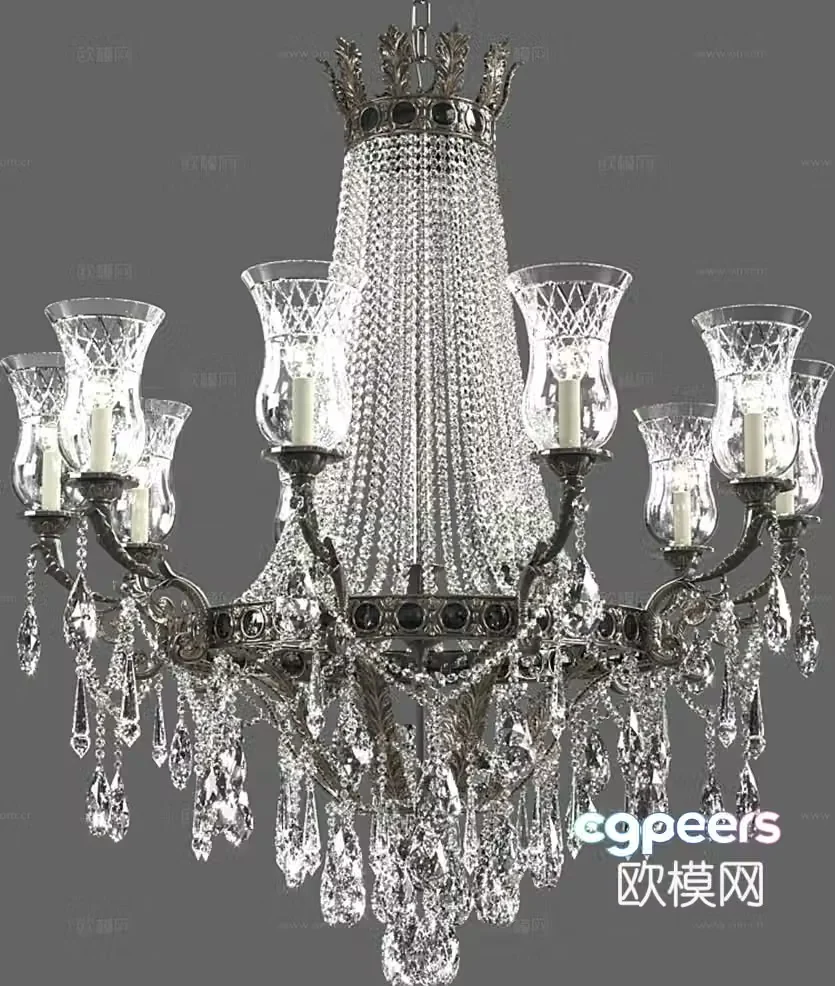 Light luxury crystal chandelier candlestick crystal lamp 3d model