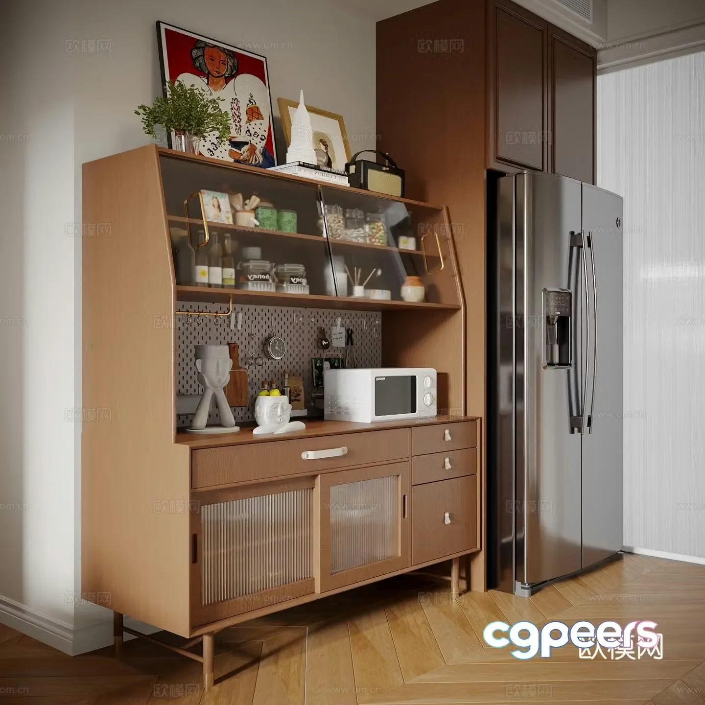 Medium retro sideboard 3d model