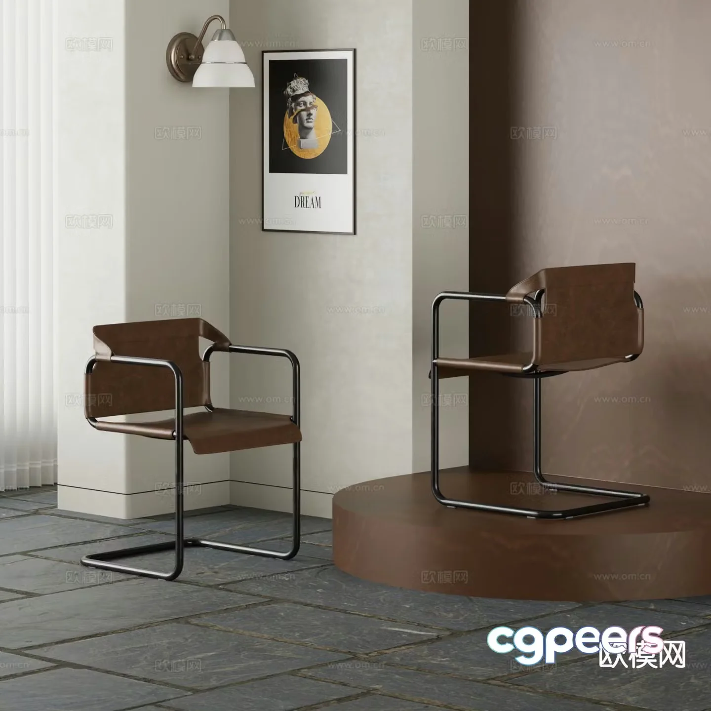 Modern chair dining chair single chair 3d model