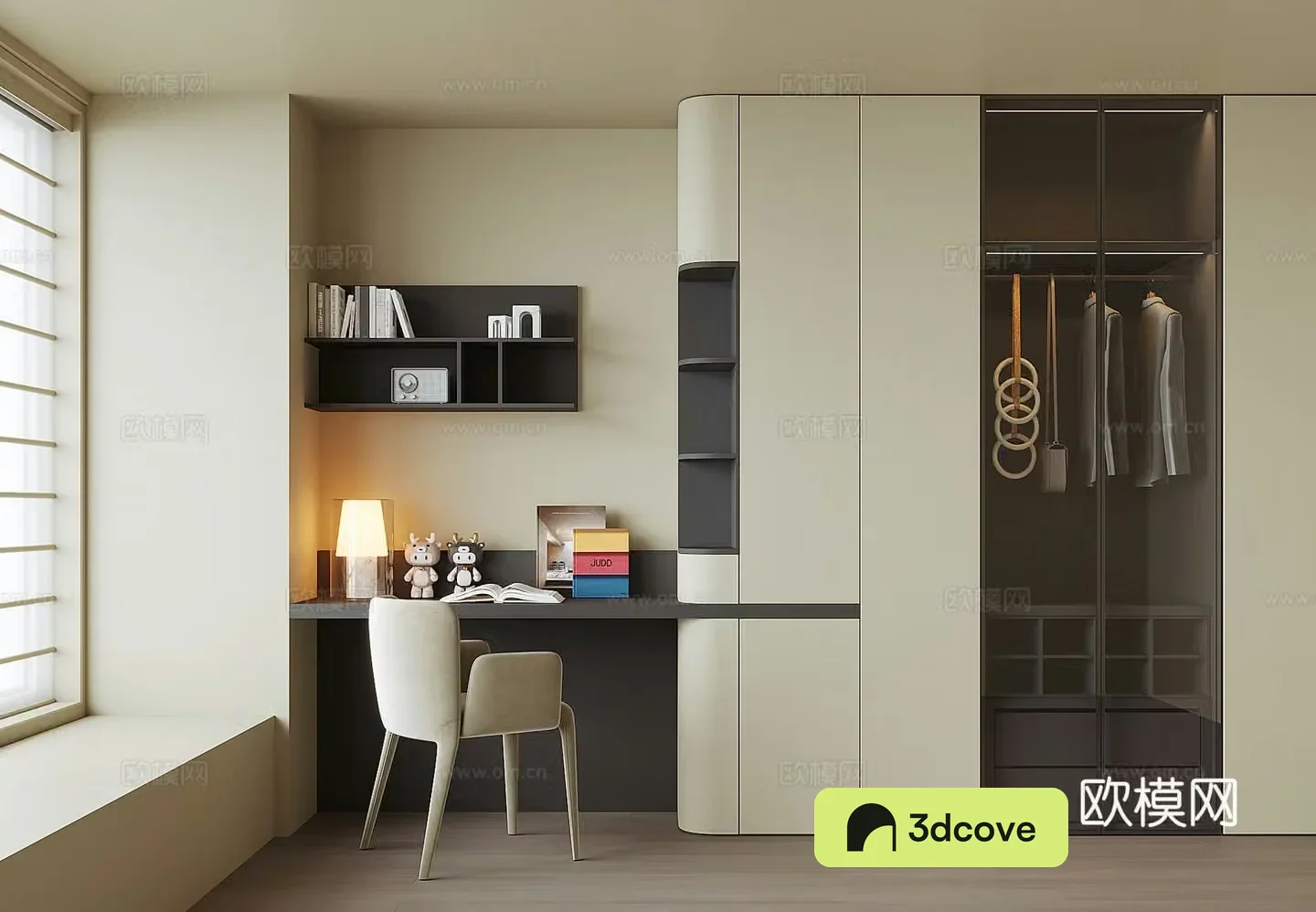 Modern desk integrated cabinet