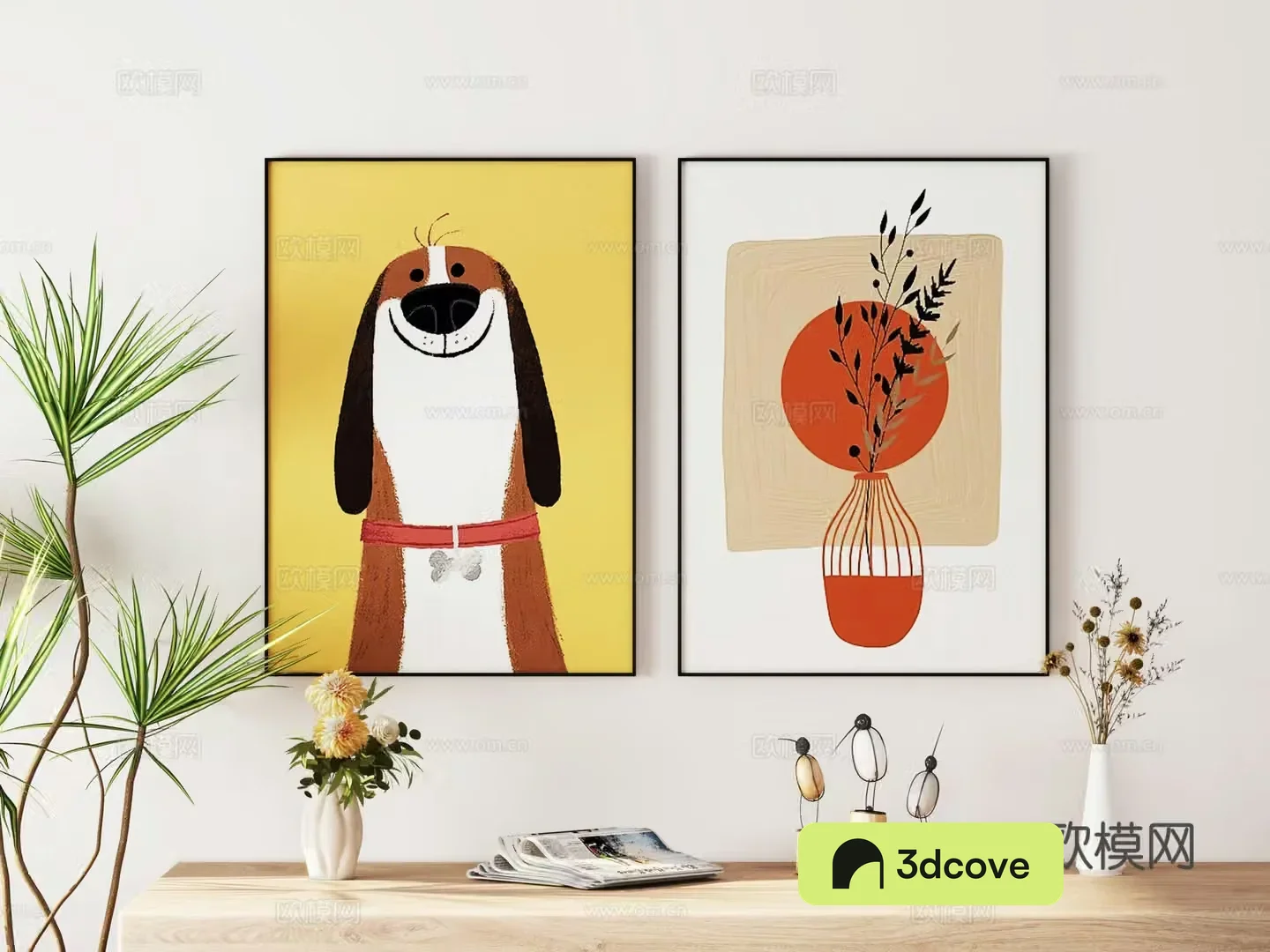 Modern minimalist hanging paintings cream style Nordic minimalist decorative paintings
