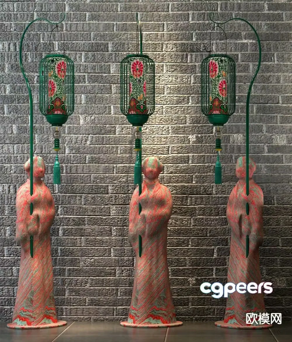 Chinese hand lamp floor lamp aisle lamp 3D model