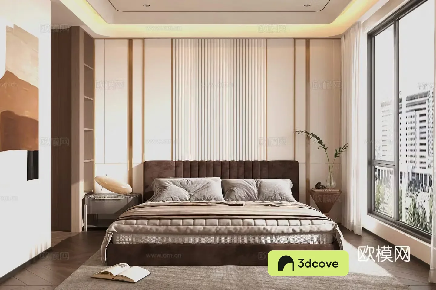 Modern Italian home bedroom Light luxury Italian bedroom Italian master bedroom Italian backrest double bed 3D model