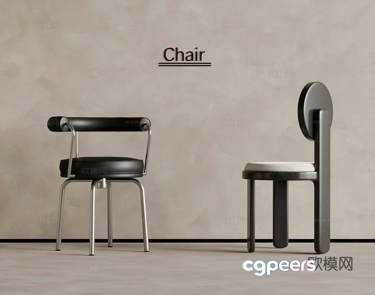 Medium style single chair writing chair dining chair 3d model