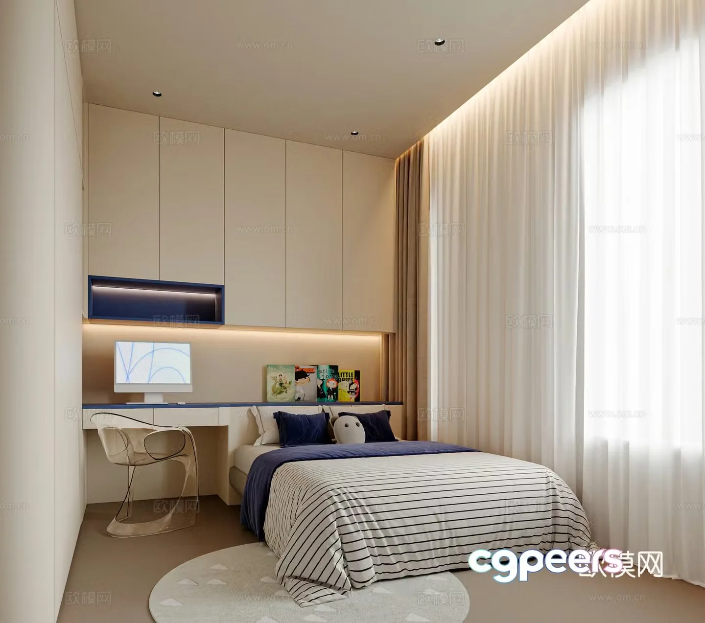 Modern children’s room tatami book chair children’s jewelry 3d model