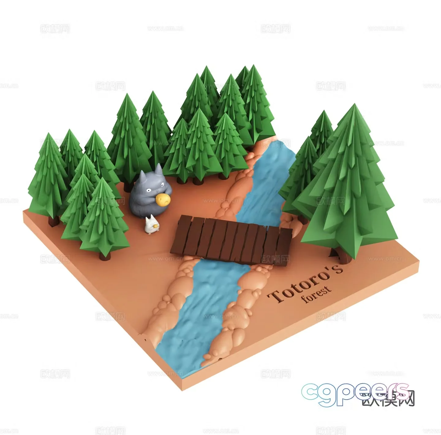 Modern chinchilla figure scene decoration 3d model