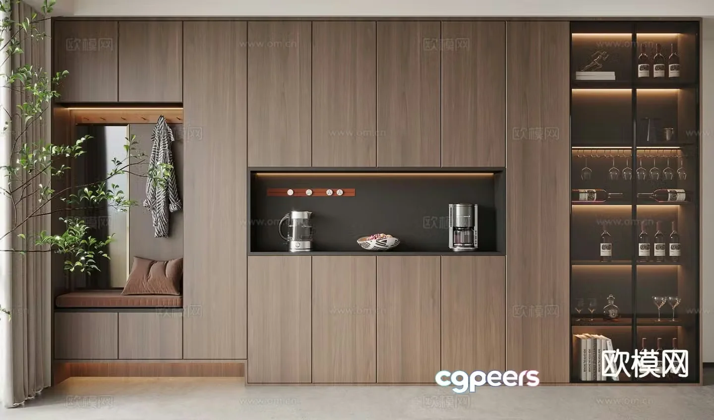 Italian shoe cabinet wine cabinet integrated cabinet 3D model