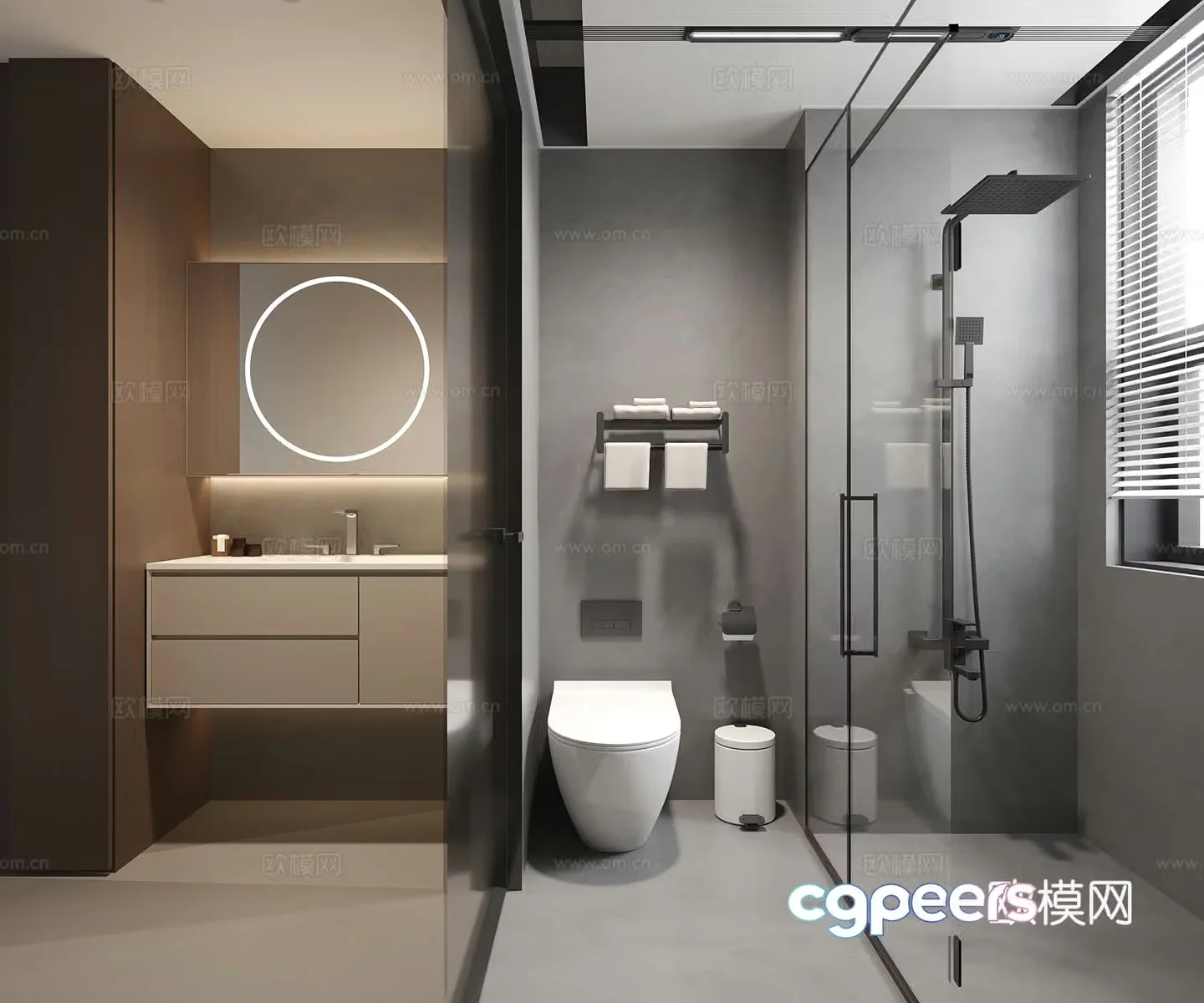 Modern Italian bathroom bathroom cabinet toilet 3d model