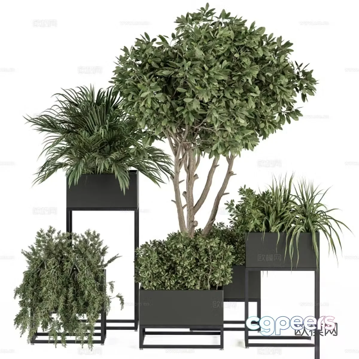 Modern green bonsai pot 3d model