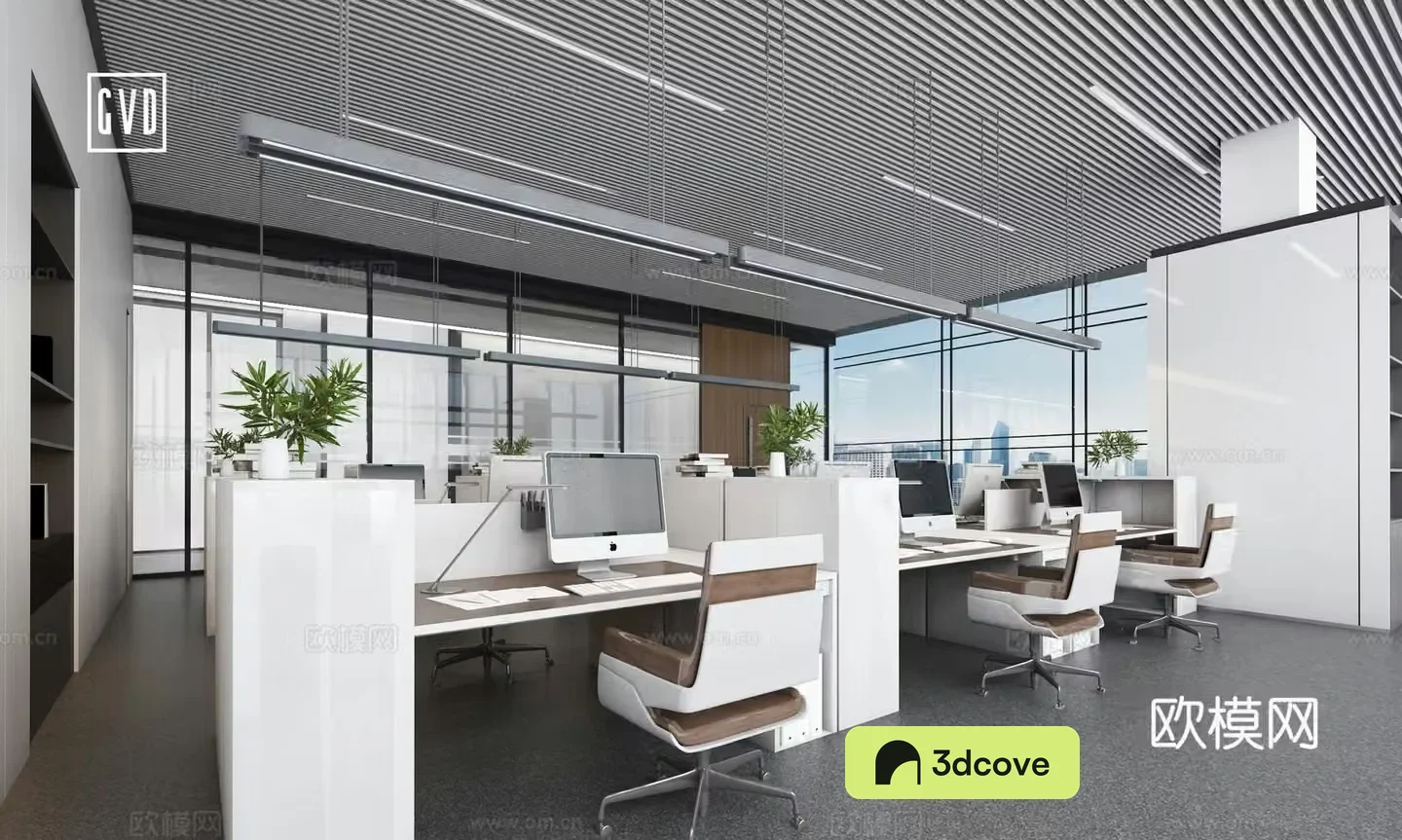Modern office Simple office Fashion office Living area Custom office furniture White