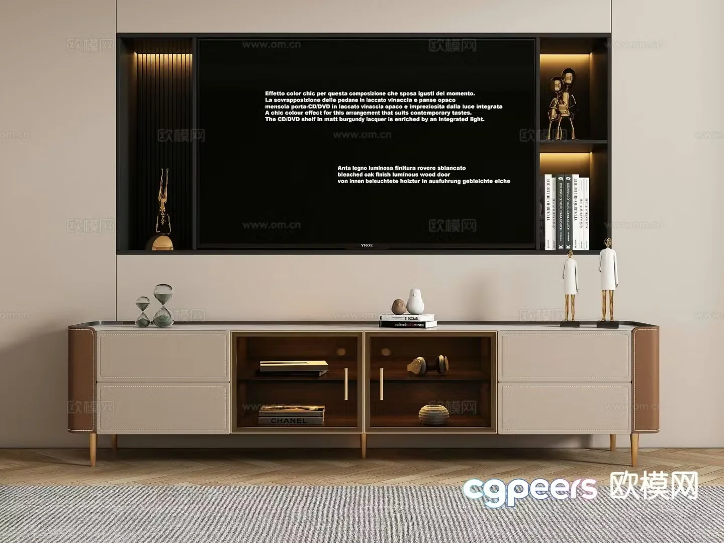 Light luxury TV cabinet 3D model