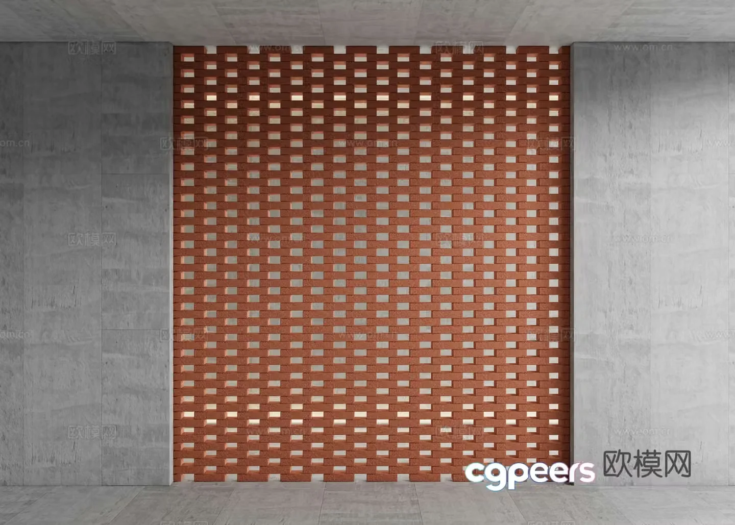 Modern red brick wall red brick partition 3d model