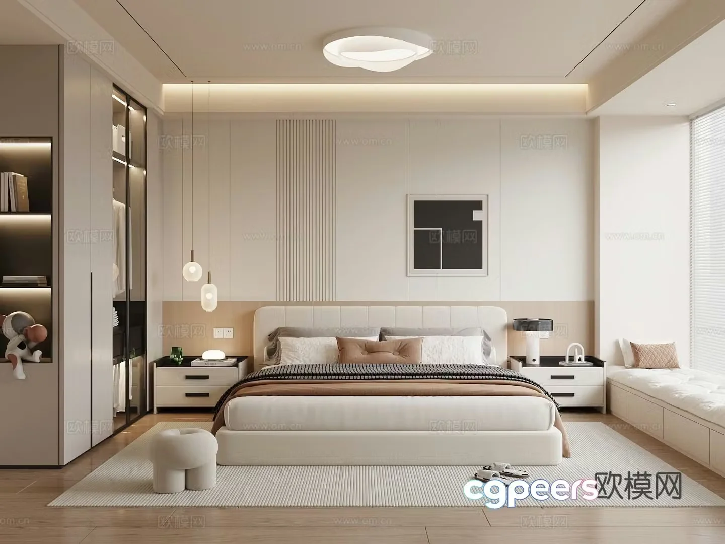 Creamy Bedroom Master Bedroom 3D Model