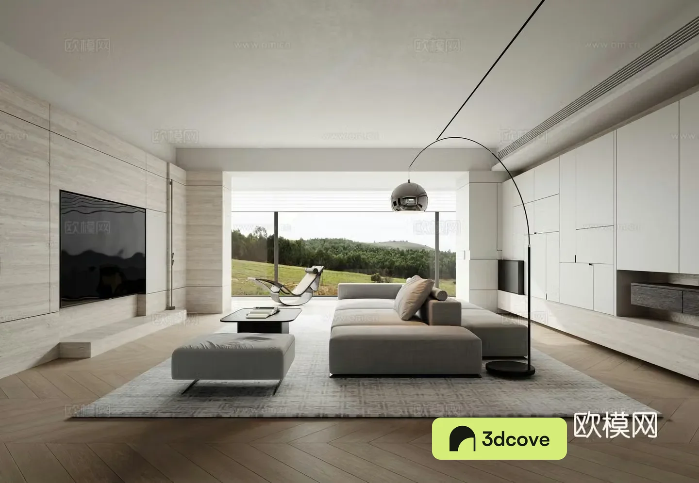 Modern simple home living room horizontal hall living room without lights high-end gray living room black and white gray living room