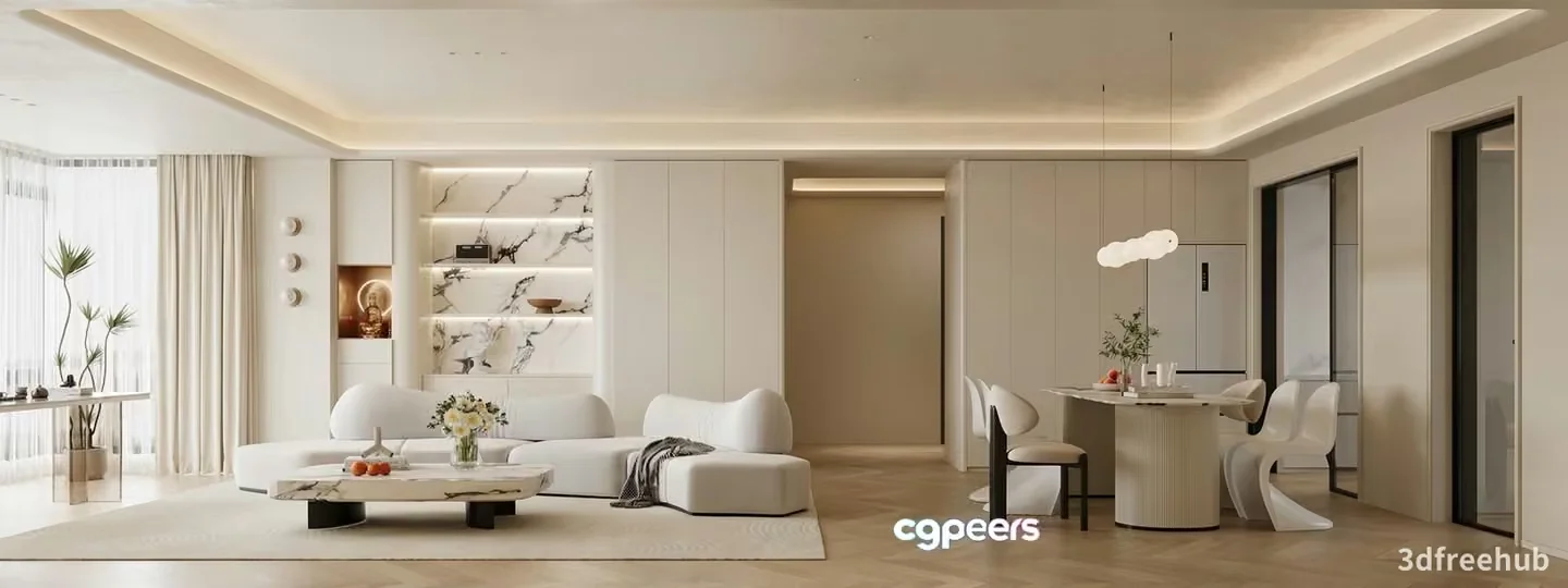 Modern Living Room 3D Model – 3738 – VRAY Render